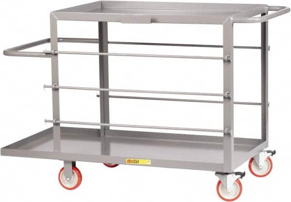 Little Giant - 1,200 Lb Capacity, 24" Wide x 48" Long x 35" High Wire Spool Cart - 2 Shelf, Steel, 2 Rigid/2 Swivel Casters - Makers Industrial Supply