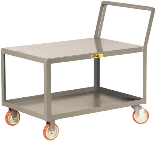 Little Giant - 1,200 Lb Capacity, 18" Wide x 24" Long x 35-3/4" High Standard Utility Cart - 2 Shelf, Steel, 2 Rigid/2 Swivel Casters - Makers Industrial Supply