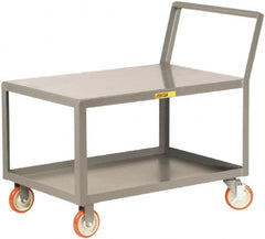 Little Giant - 1,200 Lb Capacity, 18" Wide x 32" Long x 35-3/4" High Standard Utility Cart - 2 Shelf, Steel, 2 Rigid/2 Swivel Casters - Makers Industrial Supply