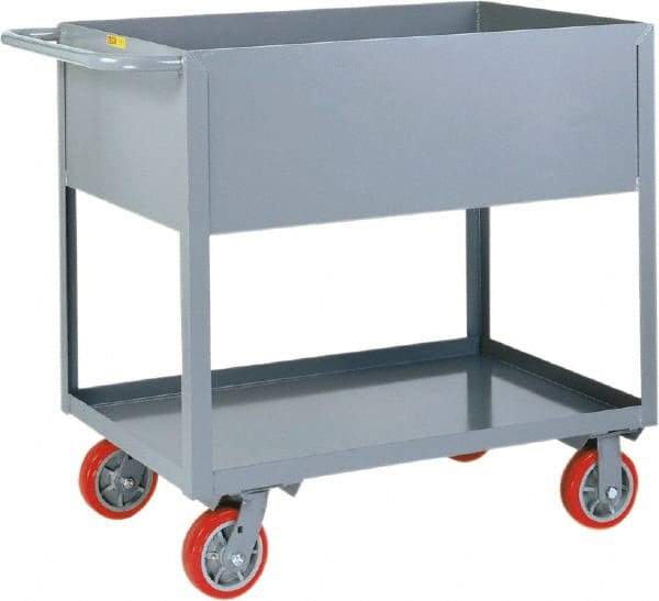 Little Giant - 3,600 Lb Capacity, 24" Wide x 53-1/2" Long x 36-1/2" High Deep Shelf Cart - 2 Shelf, Steel, 2 Rigid/2 Swivel Casters - Makers Industrial Supply