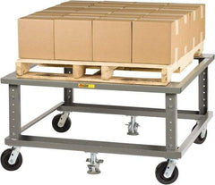 Little Giant - 3,600 Lb Capacity Steel Adjustable Height Pallet Stand - 48" Long x 48" Wide x 24" High, 6" Wheels - Makers Industrial Supply