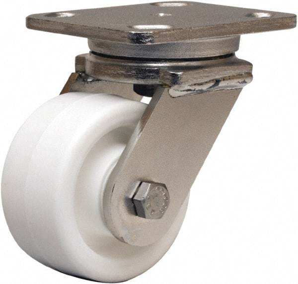 Hamilton - 4" Diam x 2" Wide x 5-5/8" OAH Top Plate Mount Swivel Caster - Polyolefin, 550 Lb Capacity, Delrin Bearing, 4 x 5" Plate - Makers Industrial Supply