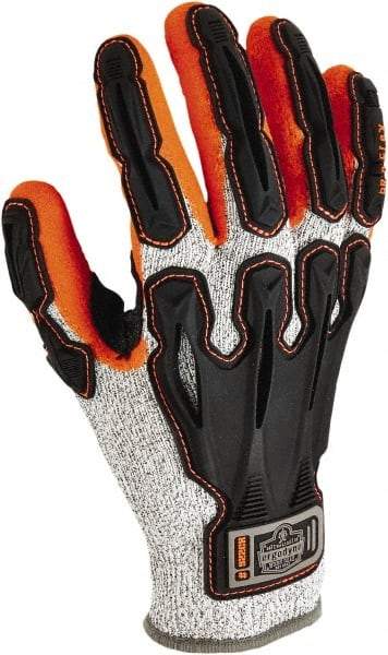 Ergodyne - Size M Synthetic Blend Cut Resistant Work Gloves - For Mechanic's & Lifting, Knit Wrist Cuff, Full Fingered, Gray/Orange, Paired - Makers Industrial Supply