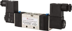 PRO-SOURCE - 1/4", 5/2 Way Double Stacking Solenoid Valve - 24 VDC, 0.98 CV Rate, 2.6" High x 7.76" Long - Makers Industrial Supply