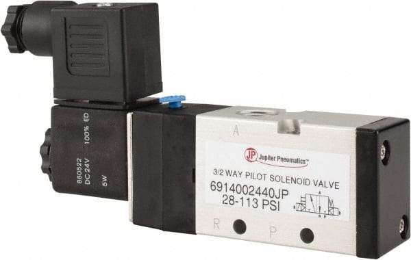 PRO-SOURCE - 1/4", 3/2 Way Single Stacking Solenoid Valve - 24 VDC, 0.98 CV Rate, 2.6" High x 5.12" Long - Makers Industrial Supply