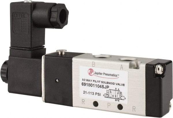 PRO-SOURCE - 1/8", 5/2 Way Body Ported Stacking Solenoid Valve - 110 VAC, 0.6 CV Rate, 1.36" High x 3.88" Long - Makers Industrial Supply