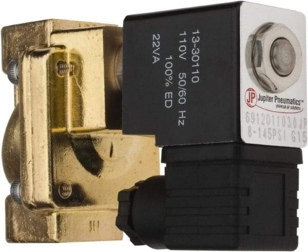 PRO-SOURCE - 1/2", 2/2 Way Stacking Solenoid Valve - 110 VAC, 4.5 CV Rate, 4.19" High x 2.83" Long - Makers Industrial Supply