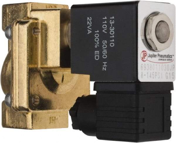 PRO-SOURCE - 3/8", 2/2 Way Stacking Solenoid Valve - 110 VAC, 4.5 CV Rate, 4.19" High x 2.83" Long - Makers Industrial Supply