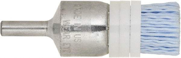 Tanis - 180 Grit, 1/2" Brush Diam, Crimped, End Brush - 1/4" Diam Steel Shank, 10,000 Max RPM - Makers Industrial Supply