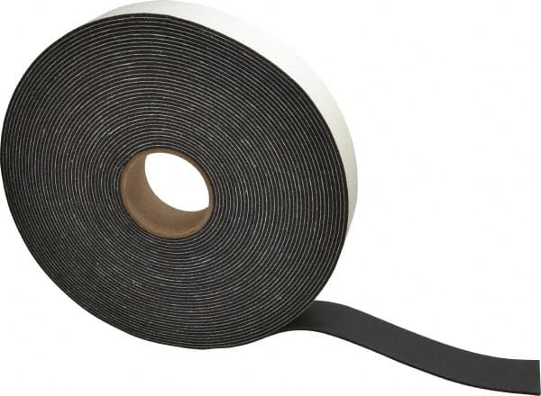 Made in USA - 75' x 2" x 1/8" Black PVC Foam Roll - Makers Industrial Supply