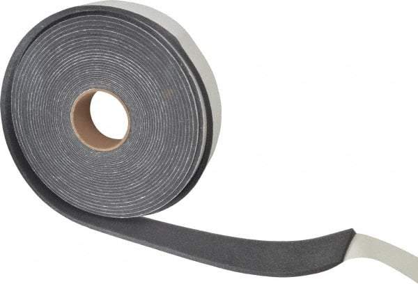 Made in USA - 3/8" Thick x 2" Wide x 50' Long Gray Open Cell Polyurethane Foam Rubber Roll - Stock Length, Adhesive Back, 1.8 to 2.2 Lb/Cu Ft Density, -20°F to 160°F - Makers Industrial Supply