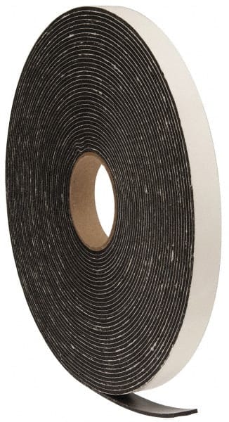 Closed Cell PVC Foam: 1″ Wide, Black Adhesive Backing