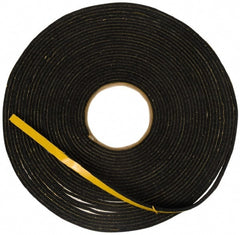 Made in USA - 25' x 1/2" x 5/16" Black Natural Foam Roll - Makers Industrial Supply