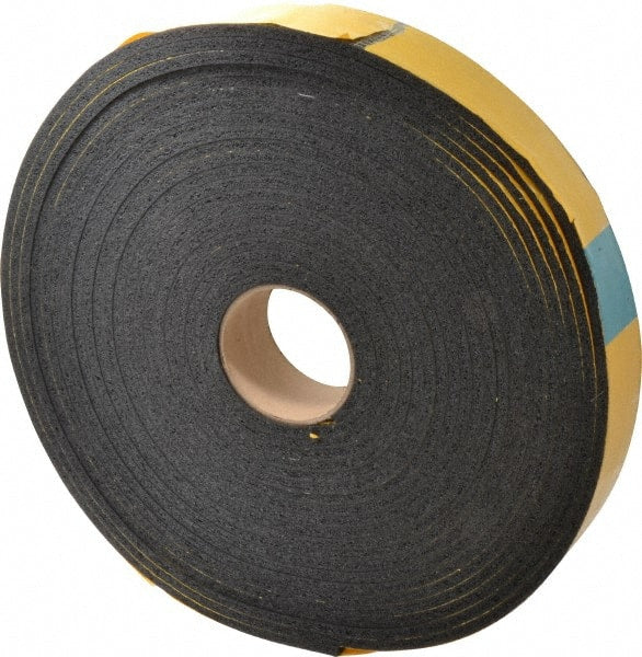 Made in USA - 50' x 2" x 1/4" Black Natural Foam Roll - Makers Industrial Supply