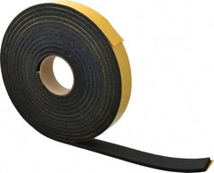 Made in USA - 25' x 1-1/2" x 5/16" Black Natural Foam Roll - Makers Industrial Supply