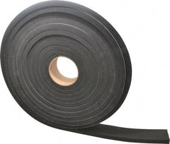 Made in USA - 1/2" Thick x 2" Wide x 25' Long Black Closed Cell Neoprene-Blend Spring Rubber Roll - Stock Length, Adhesive Back, 8 to 11 Lb/Cu Ft Density, -40°F to 158°F - Makers Industrial Supply