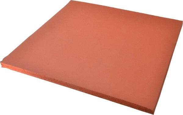 Made in USA - 12" Long, 12" Wide, Silicone Foam Rubber Foam Sheet - Orange-Red, -103 to 450°F, Plain Backing, Stock Length - Makers Industrial Supply