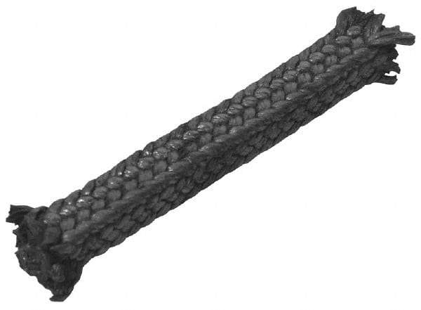 Made in USA - 1/4" x 57' Spool Length, Carbon Fiber Compression Packing - 3,500 Max psi, -450 to 1200° F, Dark Gray - Makers Industrial Supply