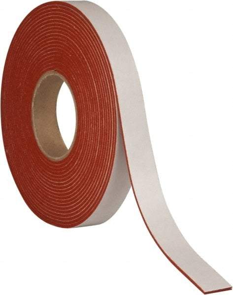 Made in USA - 3/16" Thick x 3/4" Wide x 20' Long Tan-Orange Closed Cell Silicone Foam Rubber Roll - Stock Length, Adhesive Back, 33 Lb/Cu Ft Density, -100°F to 500°F - Makers Industrial Supply