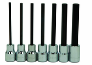 8 Piece - 1/8; 9/64; 5/32; 3/16; 7/32; 1/4; 5/16; & 3/8" - 3/8" Drive - Hex Long Bit Socket Set - Makers Industrial Supply