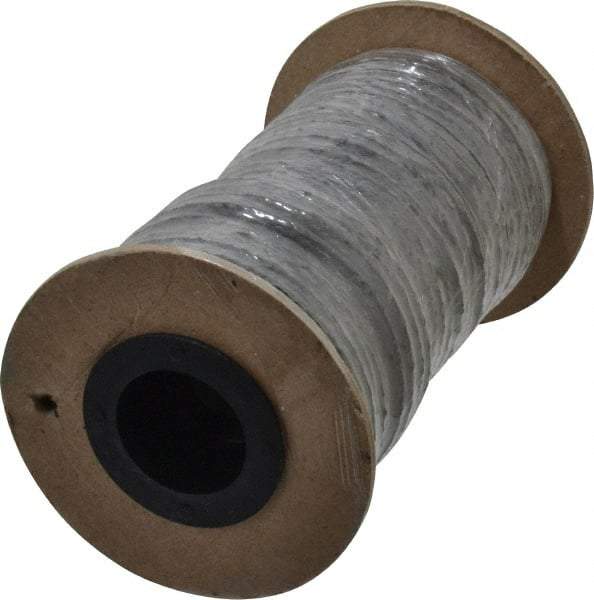 Made in USA - 1/8" x 57-1/2' Spool Length, Graphite Yarn Compression Packing - 3,500 Max psi, -450 to 6000° F, Dark Gray - Makers Industrial Supply