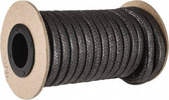 Made in USA - 1/4" x 19' Spool Length, Graphite Yarn Compression Packing - 3,500 Max psi, -450 to 6000° F, Dark Gray - Makers Industrial Supply