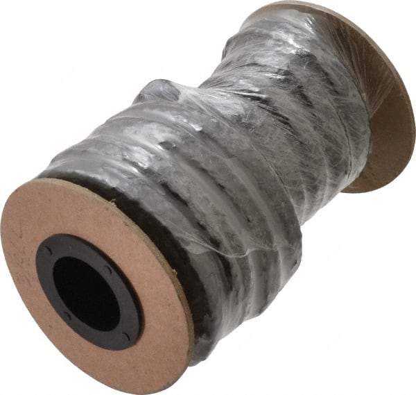 Made in USA - 3/8" x 9' Spool Length, Graphite Yarn Compression Packing - 3,500 Max psi, -450 to 6000° F, Dark Gray - Makers Industrial Supply