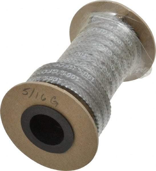 Made in USA - 5/16" x 7.1' Spool Length, 100% GFO Fiber Compression Packing - 1,900 Max psi, -400 to 550° F, Dark Gray - Makers Industrial Supply