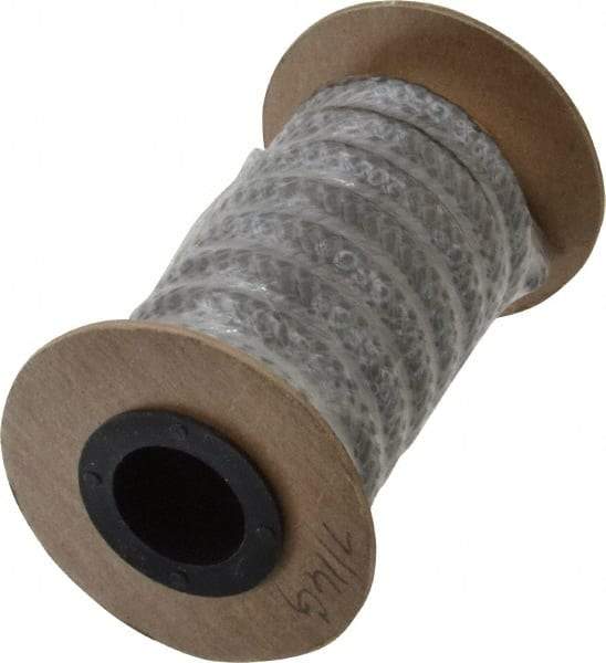 Made in USA - 7/16" x 3.9' Spool Length, 100% GFO Fiber Compression Packing - 1,900 Max psi, -400 to 550° F, Dark Gray - Makers Industrial Supply