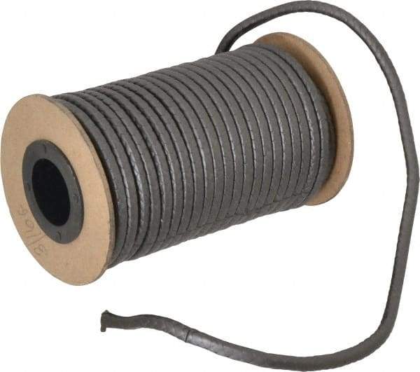 Made in USA - 3/16" x 33' Spool Length, 100% GFO Fiber Compression Packing - 1,900 Max psi, -400 to 550° F, Dark Gray - Makers Industrial Supply