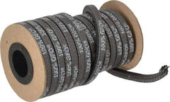 Made in USA - 1/4" x 19.7' Spool Length, 100% GFO Fiber Compression Packing - 1,900 Max psi, -400 to 550° F, Dark Gray - Makers Industrial Supply