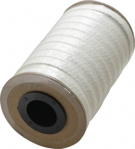 Made in USA - 3/8" x 8-1/2' Spool Length, PTFE/Hard Filament Compression Packing - 4,000 Max psi, -450 to 500° F, White - Makers Industrial Supply