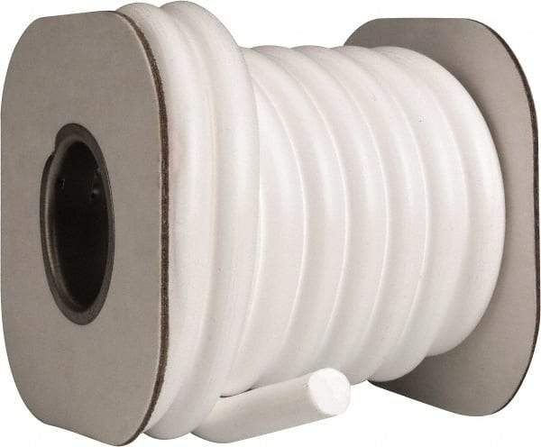 Made in USA - 1/2" x 12' Spool Length, PTFE Compression Packing - -450 to 550° F, White - Makers Industrial Supply