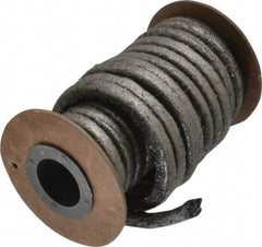 Made in USA - 1/4" x 12-1/2' Spool Length, Graphite Impregnated Aramid Compression Packing - 1,800 Max psi, -50 to 600° F, Gray - Makers Industrial Supply