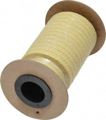 Made in USA - 1/4" x 12' Spool Length, TFE/Aramid Compression Packing - 5,000 Max psi, -100 to 500° F, Yellow - Makers Industrial Supply