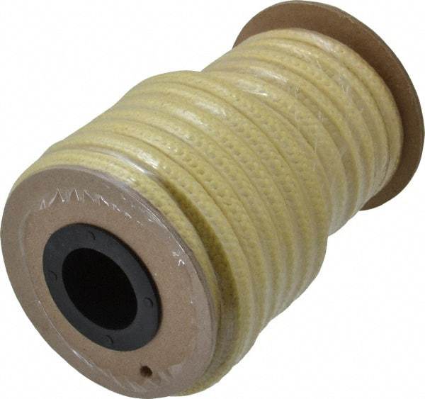 Made in USA - 5/16" x 16.4' Spool Length, TFE/Aramid Compression Packing - 5,000 Max psi, -100 to 500° F, Yellow - Makers Industrial Supply