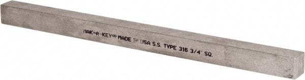 Made in USA - 12" Long x 3/4" High x 3/4" Wide, Undersized Key Stock - Type 316 Stainless Steel - Makers Industrial Supply