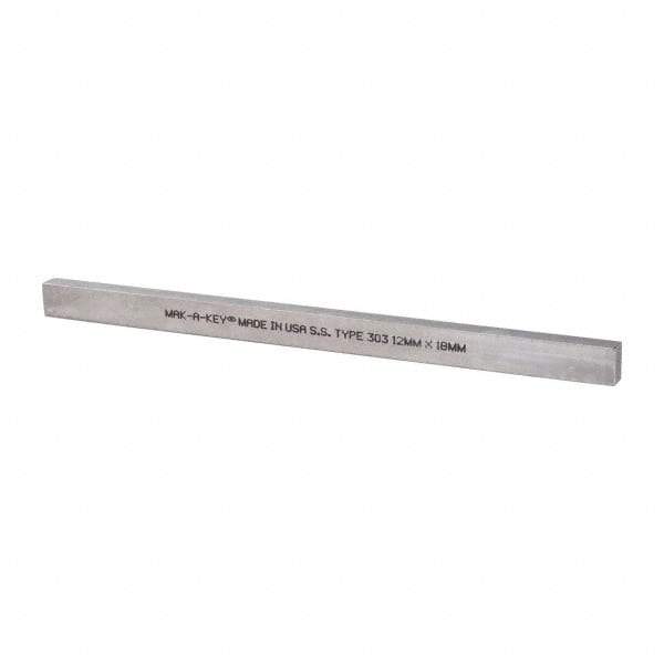 Made in USA - 12" Long, Oversized Key Stock - 18-8 Stainless Steel - Makers Industrial Supply