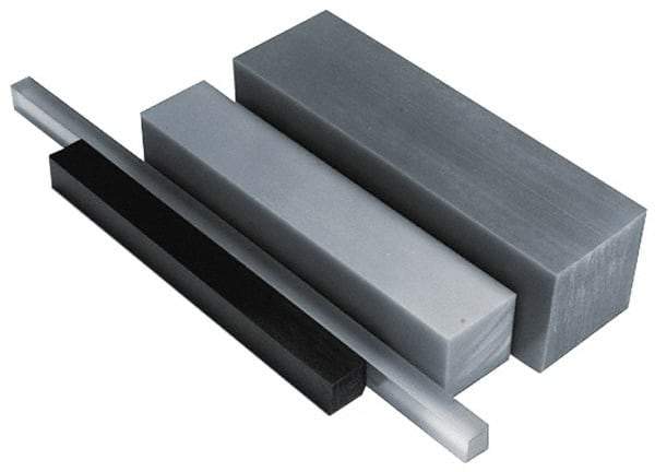 Made in USA - 1 Ft. Long x 2 Inch Wide x 2 Inch High, Polyurethane, Square Plastic Bar - Black, 95A Hardness, +/- 0.075 Tolerance - Makers Industrial Supply