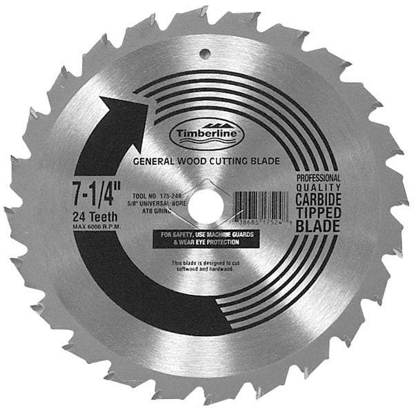 Amana Tool - 7-1/4" Diam, 5/8" Arbor Hole Diam, 24 Tooth Wet & Dry Cut Saw Blade - Carbide-Tipped, Combination Action, Diamond Arbor - Makers Industrial Supply