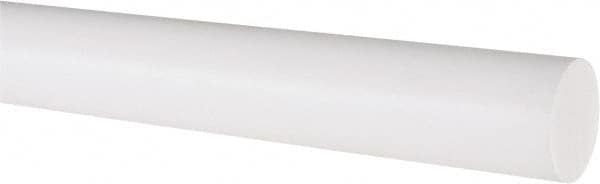 Made in USA - 3' Long, 1" Diam, PTFE (Virgin) Plastic Rod - White - Makers Industrial Supply