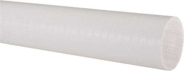 Made in USA - 4' Long, 2" Diam, PTFE (Virgin) Plastic Rod - White - Makers Industrial Supply