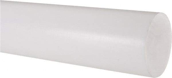 Made in USA - 1' Long, 2-1/2" Diam, PTFE (Virgin) Plastic Rod - White - Makers Industrial Supply