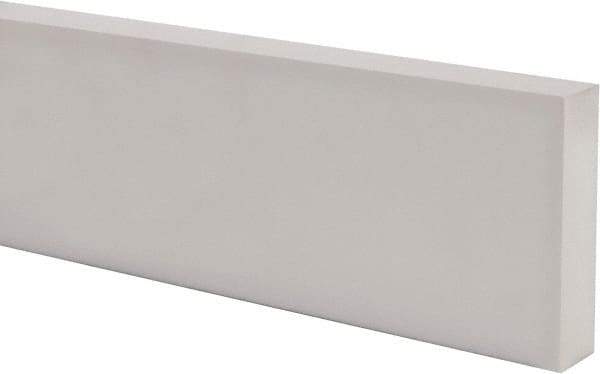 Made in USA - 1 Ft. Long x 4 Inch Wide x 1 Inch High, Virgin PTFE, Rectangular Plastic Bar - White, +/- 0.060 Tolerance - Makers Industrial Supply