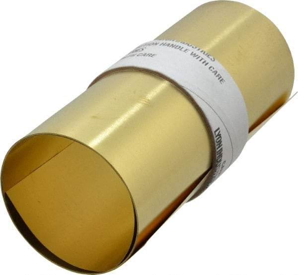 Made in USA - 5 Ft. Long x 6 Inch Wide x 0.004 Inch Thick, Roll Shim Stock - Brass - Makers Industrial Supply