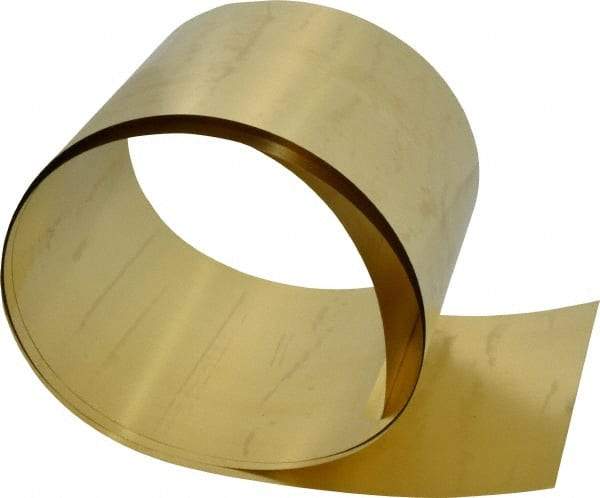 Made in USA - 5 Ft. Long x 6 Inch Wide x 0.005 Inch Thick, Roll Shim Stock - Brass - Makers Industrial Supply