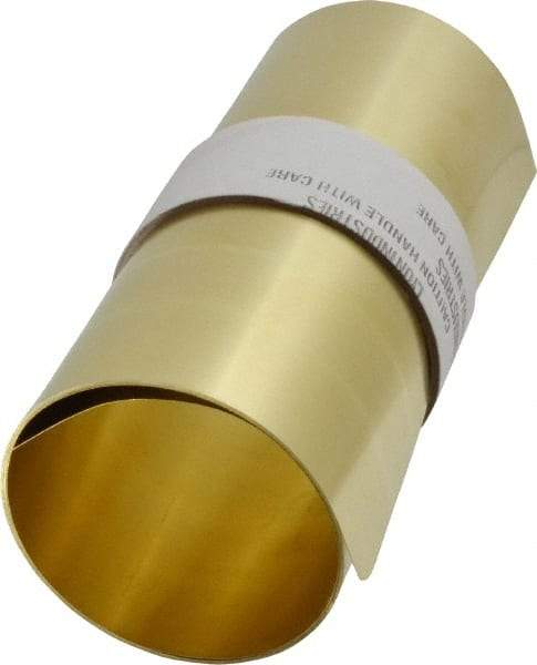 Made in USA - 5 Ft. Long x 6 Inch Wide x 0.006 Inch Thick, Roll Shim Stock - Brass - Makers Industrial Supply