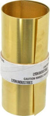 Made in USA - 5 Ft. Long x 6 Inch Wide x 0.007 Inch Thick, Roll Shim Stock - Brass - Makers Industrial Supply