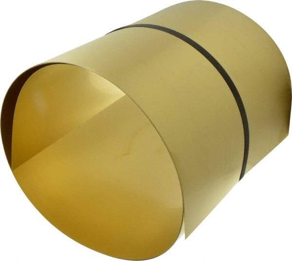 Made in USA - 10 Ft. Long x 12 Inch Wide x 0.015 Inch Thick, Roll Shim Stock - Brass - Makers Industrial Supply