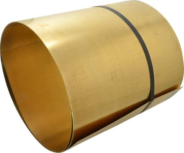 Made in USA - 10 Ft. Long x 12 Inch Wide x 0.02 Inch Thick, Roll Shim Stock - Brass - Makers Industrial Supply